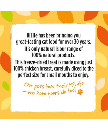 HILIFE Chicken Treats it's only natural Cat Treats - 100% Chicken Breast 100% Natural Grain Free 12 Bags x 10g Chicken 10 g (Pack of 12) - Buy Online on GoSupps.com