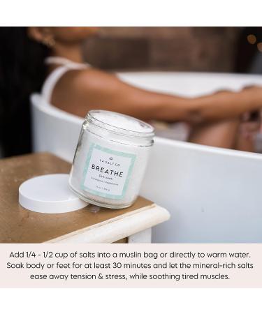 LA SALT CO Breathe Aromatherapy Bath Salt Soak | Epsom & Dead Sea Salt, Peppermint & Eucalyptus Oils | Natural Therapeutic Relief - 14 oz - Buy Online on GoSupps.com