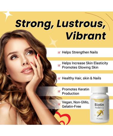 Biotin 10000mcg Supplement with Vitamin A/C/D/E/B Complex Non-GMO Gluten & Soy Free Supports Hair Growth Nail Strength & Skin Radiance 90 Capsules for Women & Men 1 Bottle - Buy Online on GoSupps.com