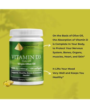 Health Pyramid Vitamin D3 4000 IU Cholecalciferol in Olive Oil Softgel - Bone & Immune Support Supplement - Buy Online on GoSupps.com