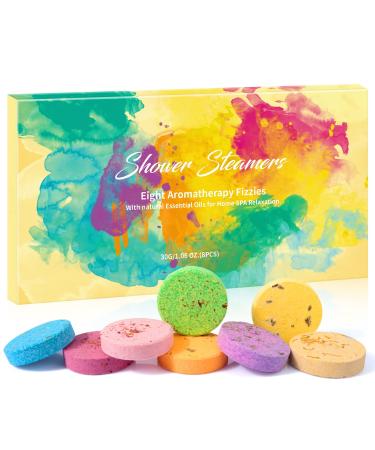 Bemawe Shower Steamers Aromatherapy 8 Pack Shower Bombs Gift Set Bath Bombs with Essential Oil Lavender Coconut Shower Tablets for Women Men Home Spa Birthday Gift Stress Relief Relaxation Gift Multicolor