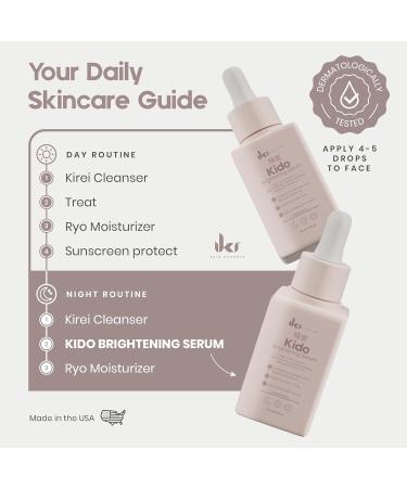 IKI Kido Brightening Serum - Reduces Dark Spots Evens Skin Tone Hydrates Deeply Non-Irritating Formula Kojic Acid Alpha Arbutin Retinol Serum for Face Centella Asiatica & Vitamin E - Buy Online on GoSupps.com