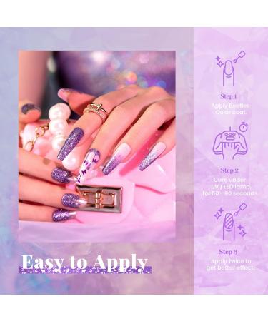 Beetles Reflective Gel Nail Polish 15ML - Purple Glitter Diamond Disco Color | Soak Off, DIY Manicure Salon, Women's Day Gift - Buy Online on GoSupps.com