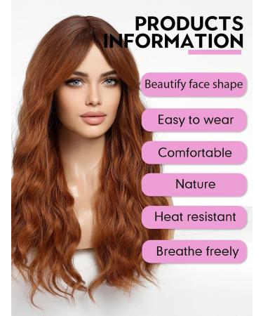 Wokestar Long Auburn Synthetic Hair Wig for Women with Curtain Fringe - Shop Now - Buy Online on GoSupps.com