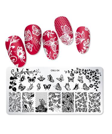 Nail Stamping Kit - 3pcs Butterfly Leaves Image Plates with Clear Stamp and Scraper for Nail Art Design - Buy Online on GoSupps.com