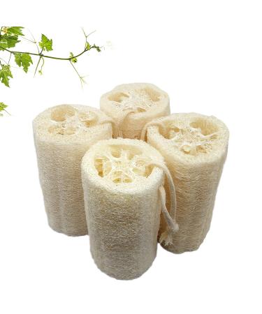 UOPTY Shower Natural Loofah Bath Sponge  Exfoliating Body Luffa for Clean Skin  Scrubbing Sponge for Kitchen(4 Pcs) White