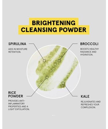 Acure Brightening Cleansing Powder | Water-Activated Cleanser with Rice Broccoli Kale & Spirulina | Moisture Retaining & Skin Refining | 1 oz | International Shipping Available - Buy Online on GoSupps.com