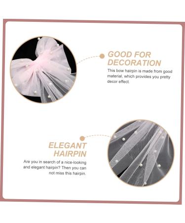 DRESSOOS Mesh Ribbon Hairpin Bow for Girls Pearl Decor Bows for Bridal Hair Accessories Bridal Veils for Wedding Hair Deyer Lace Veil Wedding Veils Pink Bride Pearl Temperament Top Clip - Buy Online on GoSupps.com