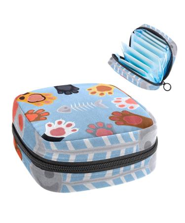 Cats play rock paper scissors pattern period pouch portable tampon storage bag tampon holder for wallet feminine product organizer multicolored 4.7x6.6x6.6 in/12x17x17 cm
