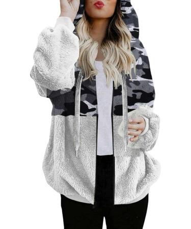 Shop Hanxiulin Women's Oversized Fleece Plush Hoodie - Warm Wool Zipper Jacket Black Winter Coat - Buy Online on GoSupps.com