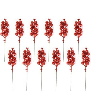 12 Pcs Glitter Berry Picks - Artificial Stems for Christmas Tree & Spring Decor | HNSDSVCD - Buy Online on GoSupps.com