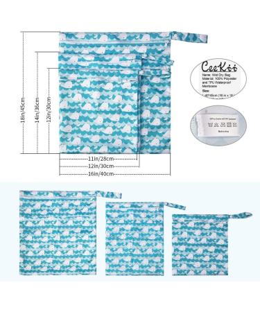 Ceekii Wet Dry Diaper Bags - 3 Pack Reusable Waterproof Travel Pockets for Baby - Perfect for Beach Pool & Gym - Blue - Buy Online on GoSupps.com