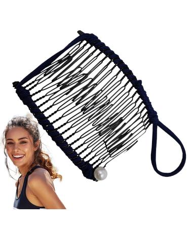 Banana Clips Hair for Thick Hair - Fixing Hair Holder Clip | Clincher Combs Metal Banana Combs for Any Hair Type Hair Accessories for Women Girls Cle-ca Navy Blue