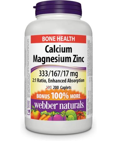 Webber Naturals Calcium with Magnesium and Zinc 200 Caplets Enhanced Absorption & Vitamin E 400 IU 120 Softgels Natural Source of Vitamin E Antioxidant Support - Buy Online on GoSupps.com