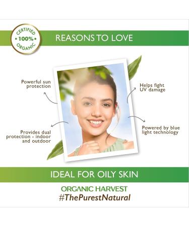 Organic Harvest Sunscreen SPF 30 with Blue Light Technology | UVA & UVB Protection | PA+++ | Hydrating & Nourishing | For Oily Skin | 100% Certified Organic | Sulphate & Paraben Free - 100gm - Buy Online on GoSupps.com