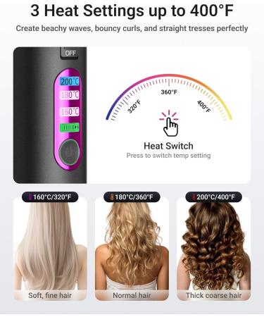 Cordless 2-in-1 Hair Straightener & Curler - Portable Mini Iron with 5000mAh Battery USB-C Rechargeable 15s Fast Heating - Perfect for Travel - Gray - Buy Online on GoSupps.com