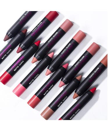 12 Colors Velvet Matte Lip Pencil Set | Waterproof Long Lasting Lip Liner | Non-Stick Lipstick Set with Gift Box - Buy Online on GoSupps.com