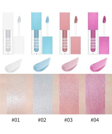 4 Colors Liquid Glitter Eyeshadow Highlighter Highlighting Glitter Liquid Eyeshadow Highlighter & Shimmer for Eyes/Face/Highlighter Sparkling Eye Makeup for Shimmering Galaxy Looks (04#Dark Pink) - Buy Online on GoSupps.com