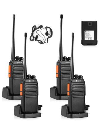 Seodon Walkie Talkies for Adults Long Range with One Extra Battery for Each Radio Rechargeable 4 Pack Up to 5 Miles Range in The Open Filed Two Way Radios with Earpiece/Headsets SED-8/ 4 Pack+8 Batteries+4 Headphones