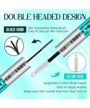 GEMERRY 12ml Lash Bond & Seal Waterproof Glue | Long Lasting Lash Cluster Adhesive - 72-96 Hours | Black Bond + White Seal for Home Use - Buy Online on GoSupps.com