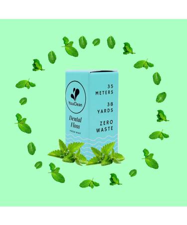 Natural Peppermint Essential Oil Infused Vegan Dental Floss | Eco-Friendly Plant-Based Wax | 38 Yards in Refillable Glass Jar - Buy Online on GoSupps.com