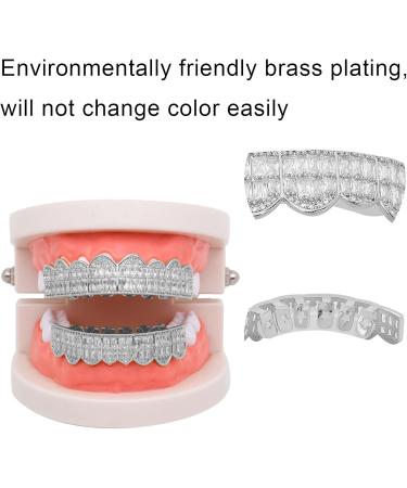 Dentures Gold Plated Brass Hip Hop Denture Set Tooth Decorative Bracket for Festivals(silver) - Buy Online on GoSupps.com