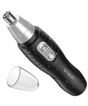 ACCOCAM 2022 Nose Ear Hair Trimmer for Men Women, Electric Nostril Nasal Hair Clippers Trimmers Remover with Vacuum Cleaning System, IPX7 Waterproof, Mute Motor, Wet/Dry, Battery-Operated Black