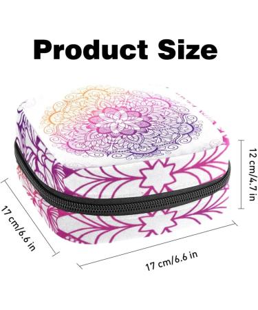 Mandala Boho Indian Retro Flowers Menstrual Cup Bag - Large Zipper Storage for Period Pads & Tampons - Stylish & Functional Travel Pouch for Women - Buy Online on GoSupps.com