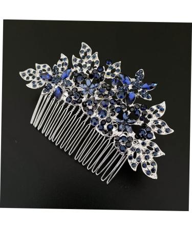 DOITOOL Wedding Tiara Dark Blue Hair Comb Headdresses for Women Bridal Glitter Barrette Girl Hair Clips Hair Combs for Women Accessories Flower Rhinestone Bride Wig European and American - Buy Online on GoSupps.com