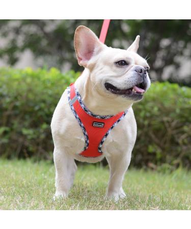Doramio Dog Harness for Small Dogs | Reflective Breathable & Safe | Includes Leash | Perfect for Cats | Size L - Red - Buy Online on GoSupps.com