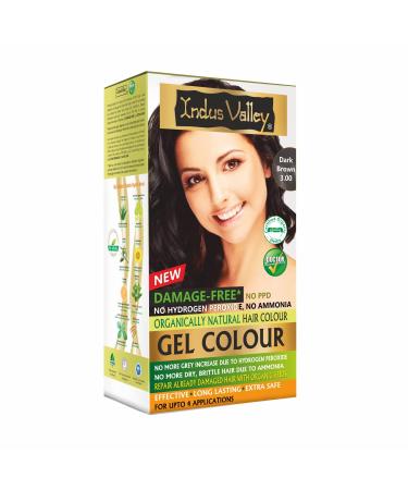 Indus Valley Natural Organic Damage Free Permanent Gel Hair Color  Ammonia Free  Vegan  Cruelty Free  Up to 100% Gray Coverage |Doctor Recommended| Bio Natural Certified- Dark Brown 3.0 (20gram+200ml) Pack of 1