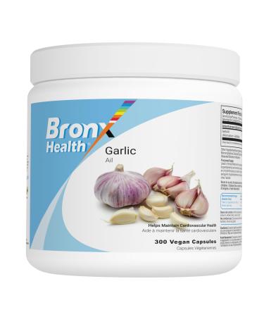 BRONX Garlic Pills 1200mg Per Serving | 300 Capsules | Helps Maintain Cardiovascular Health | Bulk Supplement