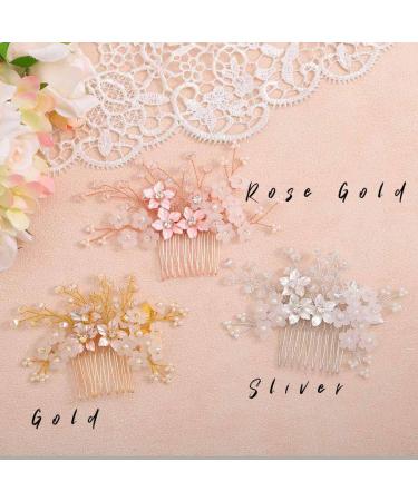IYOU Bridal Wedding Crystal Hair Comb Pearl Flower Headpiece Communion Prom Princess Hair Accessories for Girls and Women (Silver) - Buy Online on GoSupps.com