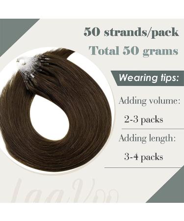 Laavoo Micro Loop Extensions - Real Hair Brown Microring Extensions | 50g 35cm Dark Brown #4 - Invisible 1g/s Hair Extensions - Buy Online on GoSupps.com