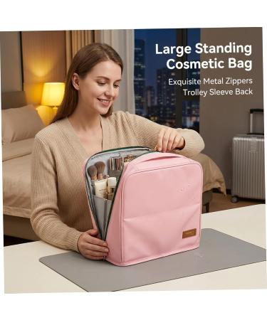 Trousse de Maquillage Debout Trousse de Maquillage Debout capacit avec Plusieurs Compartiments pour Le Voyage Organisateur Vertical en Cuir PU Support Rose - Buy Online on GoSupps.com