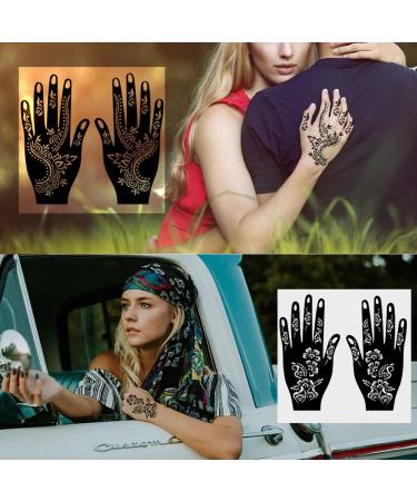 QSTOHENA Henna Tattoo Stencils Kit - 12 Sheets Temporary Stickers for Women & Girls | Indian Arabian Hand Tattoo Templates - Reusable & Easy to Use - Buy Online on GoSupps.com