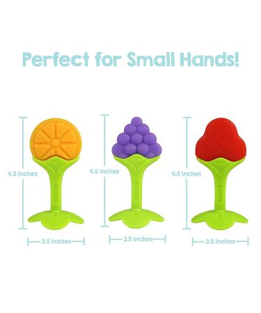 RaZbaby Infant & Baby Massager Teether Toy 3-Pack - Fruit-Shaped Multi-Texture Teethers | Soothes Sore Gums, BPA-Free Silicone, Hands-Free & Freezable | Safe for Babies 3M - Buy Online on GoSupps.com