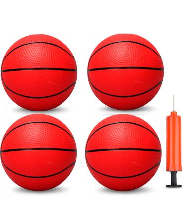 5 INCH PVC Mini Basketball for Indoor Basketball Mini Hoops, Soft 5" Rubber Small Repacement Basketball for Over Door Basketball Hoop Sets, Little Basketballs for Adults & Kids (3 PCS with Air Pump) Red