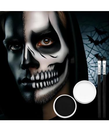 Black and White Face Paint Set - Professional Halloween Makeup for Adults & Kids | 2.47 oz Skeleton & Ghost Costume SFX Paint - Buy Online on GoSupps.com