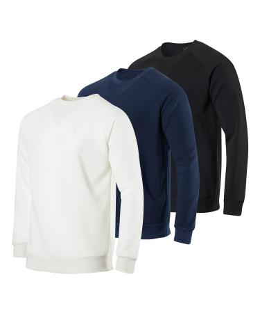 3 Pack: Men's Soft Plush Fleece Crewneck Sweatshirt - Athletic Pullover Sweater (Available in Big & Tall) Sweatshirt Standard Medium Set 4