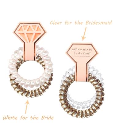 CUTERUI Gifted Bridesmaid Hair Ties - 8 Pack Champagne and White Coils for Bachelorette Party and Bride Tribe Favors - Buy Online on GoSupps.com