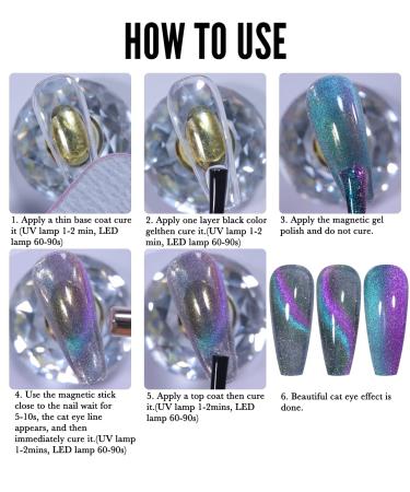 Cat's Eye Gel Nail Polish Set - 6PCS Crystal Snowligh Sparkle Shimmer UV Soak Off Gel Polish with Magnetic Stick - Buy Online on GoSupps.com