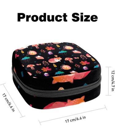 Stylish Menstruation Pad Bag with Zipper | Cute Fuchs Fungus Pumpkin Pattern | Perfect for Tampons & Women's Napkins | Travel-Friendly & Practical - Buy Online on GoSupps.com