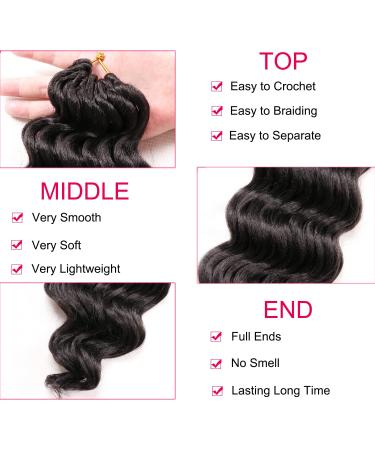 Ocean Wave Crochet Hair for Black Women - 9 Inch Deep Wave Curly Synthetic Hair Braids (7 Packs, 1B#) - Buy Online on GoSupps.com