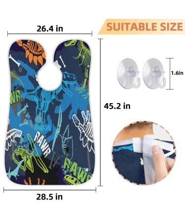 Dinosaur Bones Beard Bib Apron - Non-Stick Waterproof Hair Catcher for Men | Perfect Grooming Gift with Suction Cups - Buy Online on GoSupps.com