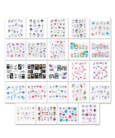 Floral and Butterfly Nail Stickers - Water Transfer Decals for DIY Nail Art - 24 Sheets - Buy Online on GoSupps.com