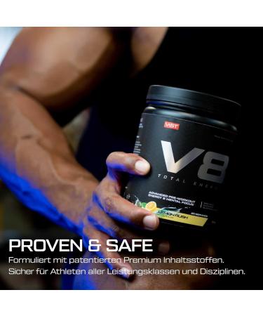 V8 Total Energy Pre Workout Booster | Vegan Sugar-Free Natural Caffeine | 20 Portions | Carnosyn & Betapower | Made in Germany - Blue Raspberry - Buy Online on GoSupps.com