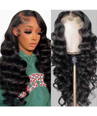 ARIETIS 26 Inch Glueless Wigs Human Hair Pre Plucked Wear and Go Lace Front Wigs for Black Women Human Hair 180% Density Loose Deep Wave 4x4 HD Closure Wigs Human Hair Bleached Knots with Baby Hair 26 Inch (Pack of 1) Lo...