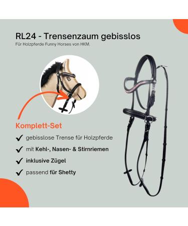 RL24 Leather Bridle for Wooden Horses - Black/Pink | Funny HKM Horse Toys & Accessories for Children - Buy Online on GoSupps.com