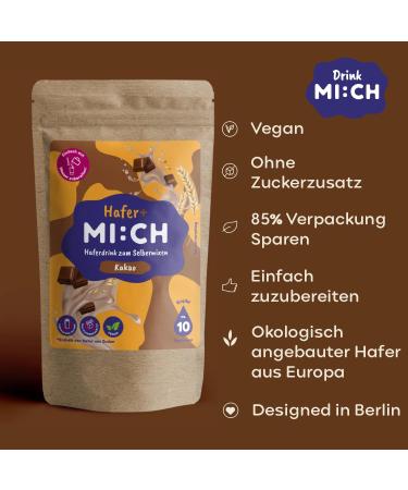 Buy Drink Mi: CH Oat Drink Powder Cocoa 250g - Vegan Sugar-Free Eco-Friendly Chocolate Mix - Makes 2 Liters 85% Less Packaging Waste - Buy Online on GoSupps.com